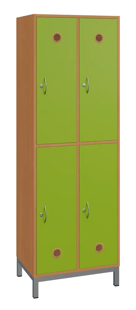 SBS-2222 šatní skříň 4-boxová, 1800x600x400 mm, kovové nohy, korpus buk royal, dvířka jarní zeleň